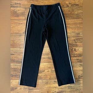 ST. JOHN Black Silky Knit Stripe Dress Pants Size 4 EUC!